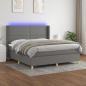 Preview: ARDEBO.de - Boxspringbett mit Matratze & LED Dunkelgrau 180x200 cm Stoff