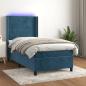 Preview: ARDEBO.de - Boxspringbett mit Matratze & LED Dunkelblau 80x200 cm Samt