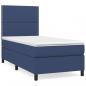 Preview: Boxspringbett mit Matratze Blau 90x190 cm Stoff