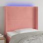 Preview: ARDEBO.de - LED Kopfteil Rosa 103x16x118/128 cm Samt