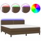 Preview: Boxspringbett mit Matratze & LED Dunkelbraun 180x200 cm Stoff