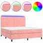 Preview: Boxspringbett mit Matratze & LED Rosa 160x200 cm Samt