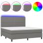 Preview: Boxspringbett mit Matratze & LED Dunkelgrau 160x200 cm Stoff