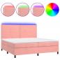 Preview: Boxspringbett mit Matratze & LED Rosa 200x200 cm Samt