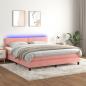 Preview: ARDEBO.de - Boxspringbett mit Matratze & LED Rosa 160x200 cm Samt