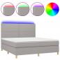 Preview: Boxspringbett mit Matratze & LED Hellgrau 160x200 cm Stoff