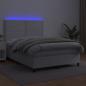 Preview: Boxspringbett mit Matratze & LED Weiß 140x190 cm Kunstleder