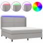 Preview: Boxspringbett mit Matratze & LED Hellgrau 180x200 cm Stoff