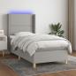 Preview: ARDEBO.de - Boxspringbett mit Matratze & LED Hellgrau 80x200 cm Stoff