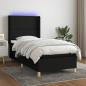 Preview: ARDEBO.de - Boxspringbett mit Matratze & LED Schwarz 100x200 cm Stoff