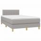 Preview: Boxspringbett mit Matratze & LED Hellgrau 120x200 cm Stoff