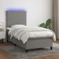 Preview: ARDEBO.de - Boxspringbett mit Matratze & LED Dunkelgrau 100x200 cm Stoff