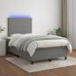 Preview: ARDEBO.de - Boxspringbett mit Matratze & LED Dunkelgrau 120x200 cm Stoff