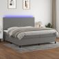 Preview: ARDEBO.de - Boxspringbett mit Matratze & LED Dunkelgrau 200x200 cm Stoff