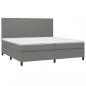 Preview: Boxspringbett mit Matratze & LED Dunkelgrau 200x200 cm Stoff