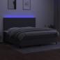 Preview: Boxspringbett mit Matratze & LED Dunkelgrau 200x200 cm Stoff