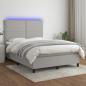 Preview: ARDEBO.de - Boxspringbett mit Matratze & LED Hellgrau 140x200 cm Stoff