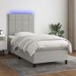 Preview: ARDEBO.de - Boxspringbett mit Matratze & LED Hellgrau 100x200 cm Stoff