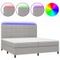 Preview: Boxspringbett mit Matratze & LED Hellgrau 200x200 cm Stoff