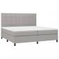 Preview: Boxspringbett mit Matratze & LED Hellgrau 200x200 cm Stoff