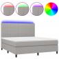 Preview: Boxspringbett mit Matratze & LED Hellgrau 180x200 cm Stoff