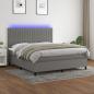 Preview: ARDEBO.de - Boxspringbett mit Matratze & LED Dunkelgrau 180x200 cm Stoff