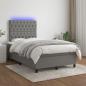 Preview: ARDEBO.de - Boxspringbett mit Matratze & LED Dunkelgrau 120x200 cm Stoff