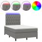 Preview: Boxspringbett mit Matratze & LED Dunkelgrau 120x200 cm Stoff