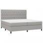 Preview: Boxspringbett mit Matratze & LED Hellgrau 200x200 cm Stoff