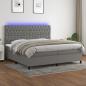 Preview: ARDEBO.de - Boxspringbett mit Matratze & LED Dunkelgrau 200x200 cm Stoff