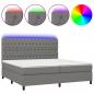 Preview: Boxspringbett mit Matratze & LED Dunkelgrau 200x200 cm Stoff