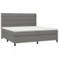 Preview: Boxspringbett mit Matratze & LED Dunkelgrau 200x200 cm Stoff