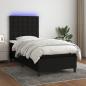 Preview: ARDEBO.de - Boxspringbett mit Matratze & LED Schwarz 90x200 cm Stoff