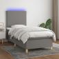 Preview: ARDEBO.de - Boxspringbett mit Matratze & LED Dunkelgrau 90x200 cm Stoff