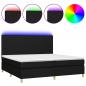 Preview: Boxspringbett mit Matratze & LED Schwarz 200x200 cm Stoff