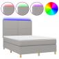 Preview: Boxspringbett mit Matratze & LED Hellgrau 140x190 cm Stoff