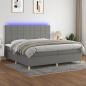 Preview: ARDEBO.de - Boxspringbett mit Matratze & LED Dunkelgrau 200x200 cm Stoff