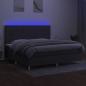 Preview: Boxspringbett mit Matratze & LED Dunkelgrau 200x200 cm Stoff