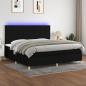 Preview: ARDEBO.de - Boxspringbett mit Matratze & LED Schwarz 200x200 cm Stoff