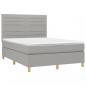 Preview: Boxspringbett mit Matratze & LED Hellgrau 140x190 cm Stoff