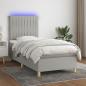 Preview: ARDEBO.de - Boxspringbett mit Matratze & LED Hellgrau 90x200 cm Stoff