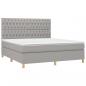 Preview: Boxspringbett mit Matratze & LED Hellgrau 180x200 cm Stoff