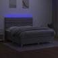 Preview: Boxspringbett mit Matratze & LED Hellgrau 180x200 cm Stoff