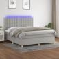 Preview: ARDEBO.de - Boxspringbett mit Matratze & LED Hellgrau 180x200 cm Stoff