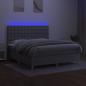 Preview: Boxspringbett mit Matratze & LED Hellgrau 180x200 cm Stoff