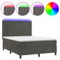 Preview: Boxspringbett mit Matratze & LED Dunkelgrau 140x200 cm Samt