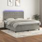 Preview: ARDEBO.de - Boxspringbett mit Matratze & LED Hellgrau 160x200 cm Samt