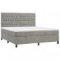 Preview: Boxspringbett mit Matratze & LED Hellgrau 160x200 cm Samt