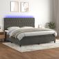 Preview: ARDEBO.de - Boxspringbett mit Matratze & LED Dunkelgrau 200x200 cm Samt