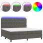 Preview: Boxspringbett mit Matratze & LED Dunkelgrau 200x200 cm Samt